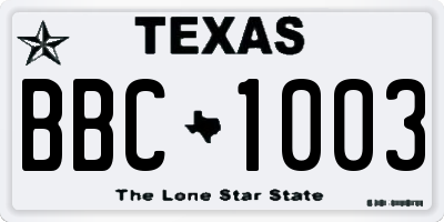 TX license plate BBC1003