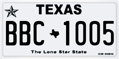 TX license plate BBC1005