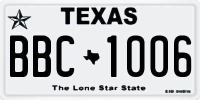 TX license plate BBC1006