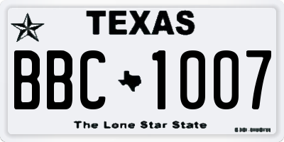 TX license plate BBC1007