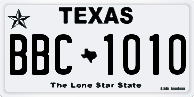 TX license plate BBC1010