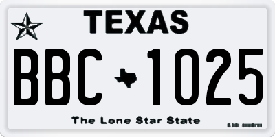 TX license plate BBC1025