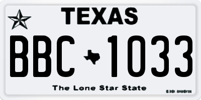 TX license plate BBC1033