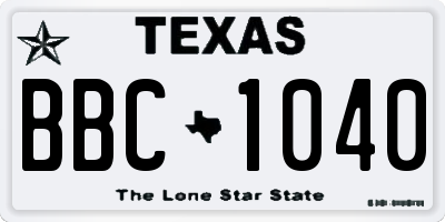 TX license plate BBC1040