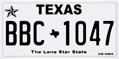 TX license plate BBC1047