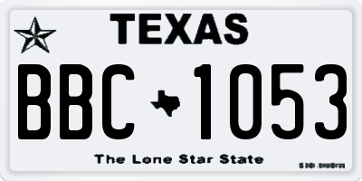 TX license plate BBC1053