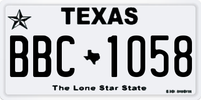 TX license plate BBC1058