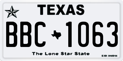 TX license plate BBC1063