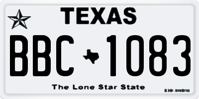 TX license plate BBC1083