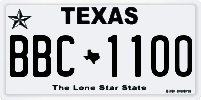 TX license plate BBC1100