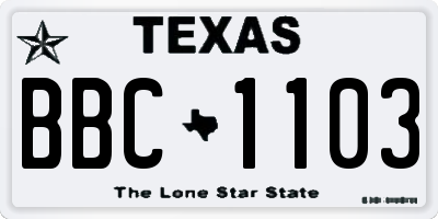 TX license plate BBC1103