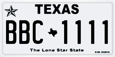 TX license plate BBC1111