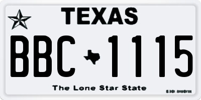 TX license plate BBC1115