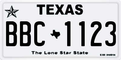 TX license plate BBC1123