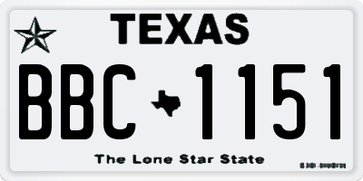 TX license plate BBC1151