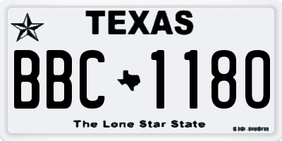 TX license plate BBC1180