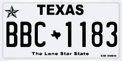 TX license plate BBC1183
