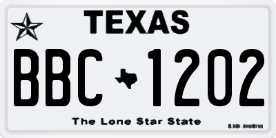 TX license plate BBC1202