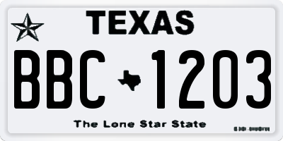 TX license plate BBC1203