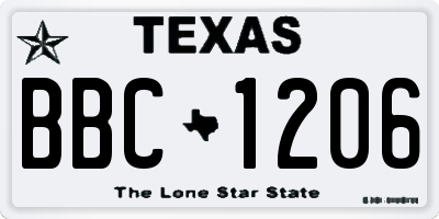 TX license plate BBC1206