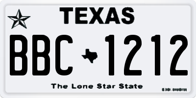 TX license plate BBC1212