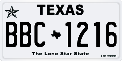 TX license plate BBC1216