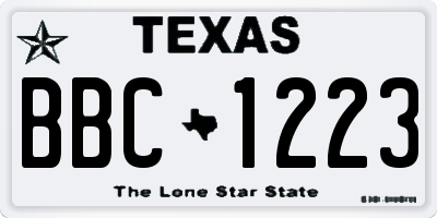 TX license plate BBC1223