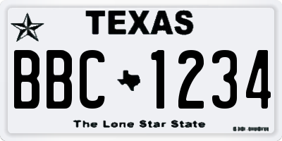TX license plate BBC1234