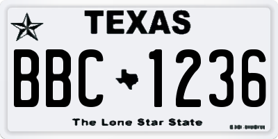 TX license plate BBC1236