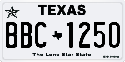 TX license plate BBC1250