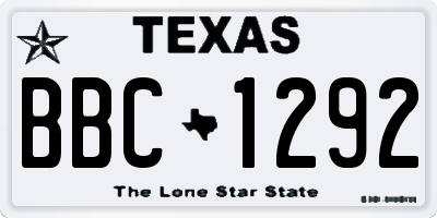 TX license plate BBC1292