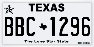 TX license plate BBC1296