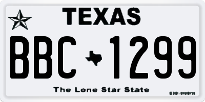 TX license plate BBC1299