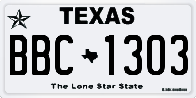 TX license plate BBC1303