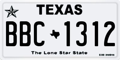 TX license plate BBC1312