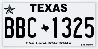 TX license plate BBC1325