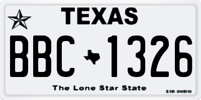 TX license plate BBC1326