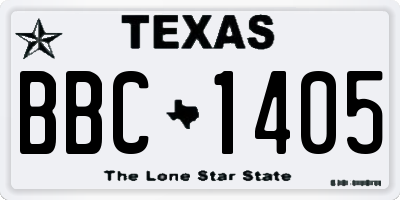 TX license plate BBC1405