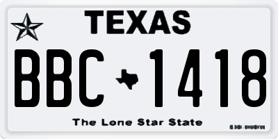 TX license plate BBC1418