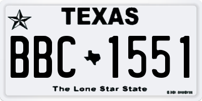 TX license plate BBC1551