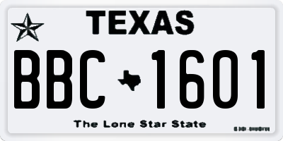 TX license plate BBC1601