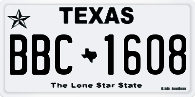 TX license plate BBC1608