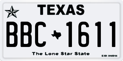 TX license plate BBC1611