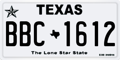 TX license plate BBC1612