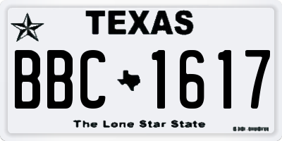 TX license plate BBC1617