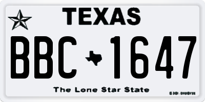 TX license plate BBC1647