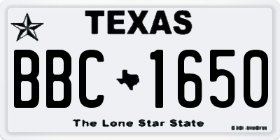 TX license plate BBC1650