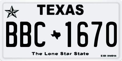 TX license plate BBC1670