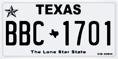 TX license plate BBC1701