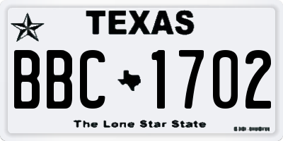 TX license plate BBC1702